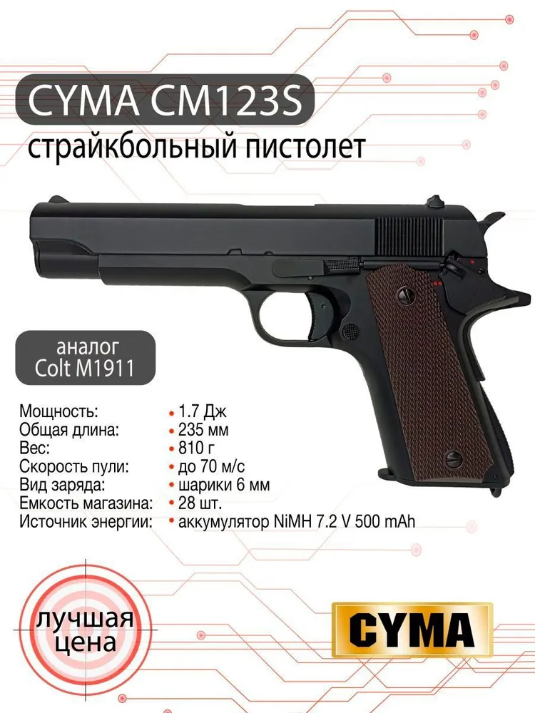 Страйкбольный пистолет Cyma Colt 1911 AEP (CM123S)